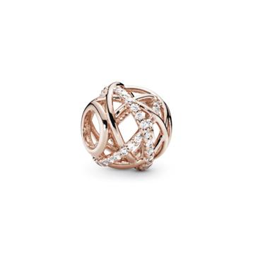 Pandora Nieuwe roségoudeplated bedel met unieke vorm en zirk beschikbaar voor biedingen