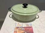 Gietijzeren Braadpan Fontignac/Staub ovaal 27 cm groen, Huis en Inrichting, Gebruikt, Gietijzer, Ophalen of Verzenden, Keramische plaat