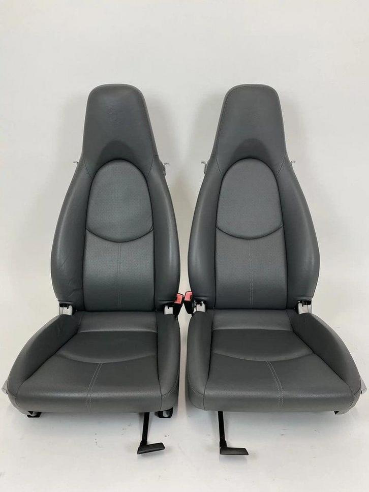 Autostoelen Porsche Boxter (987), 911 (997) Leder Grijs, Auto-onderdelen, Interieur en Bekleding, Gebruikt, Ophalen of Verzenden