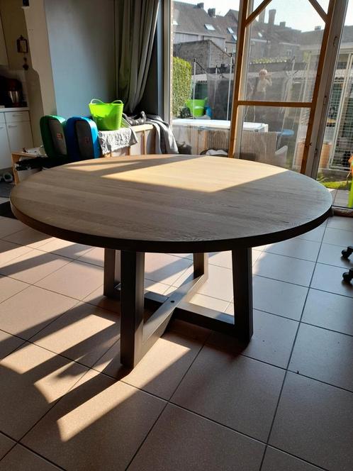 Eiken ronde tafel, Huis en Inrichting, Tafels | Eettafels, Zo goed als nieuw, Ophalen