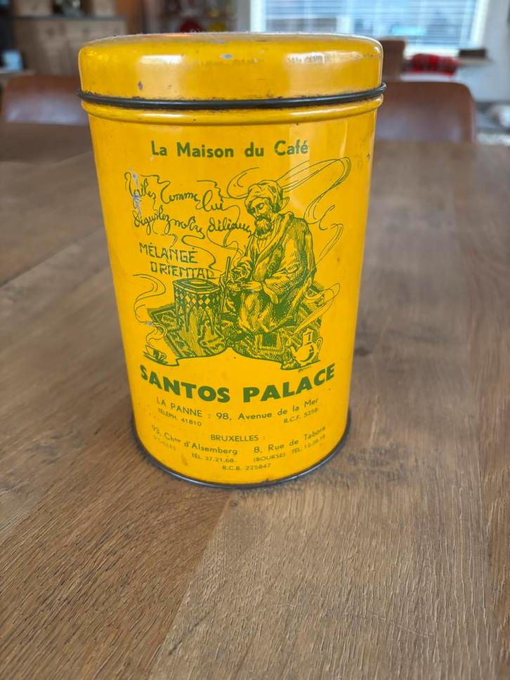 Vintage Koffieblik Santos Palace - La Maison du Café, Collections, Boîte en métal, Comme neuf, Enlèvement