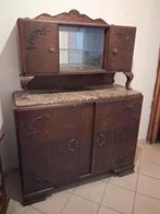 vintage kast met vitrine en marmer tablet 180x130x48 cm., Collections, Enlèvement, Maison et Meubles
