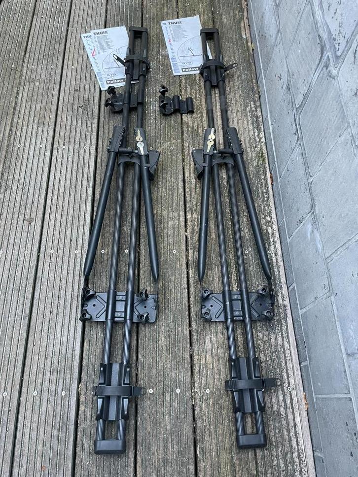 Fietsendragers van Thule voor op dak van auto, Auto diversen, Fietsendragers, Gebruikt, Dakdrager, 2 fietsen, Ophalen