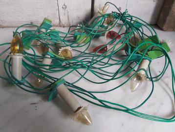 Vintage franse kerstverlichting snoer met 15 kaarslampjes