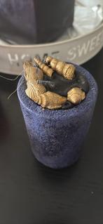 Klein kaars met schelpen blauw, Ophalen, Zo goed als nieuw, Blauw, Kaars