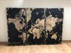 Wereldkaart op 3 houten panelen geschilderd, Huis en Inrichting, Woonaccessoires | Schilderijen, Tekeningen en Foto's, Nieuw, Ophalen of Verzenden