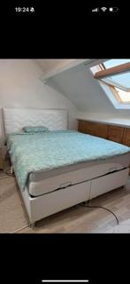 Tweepersoonsbed boxspring 160 x 200, Huis en Inrichting, Slaapkamer | Boxsprings, Ophalen, Gebruikt, Wit, Tweepersoons