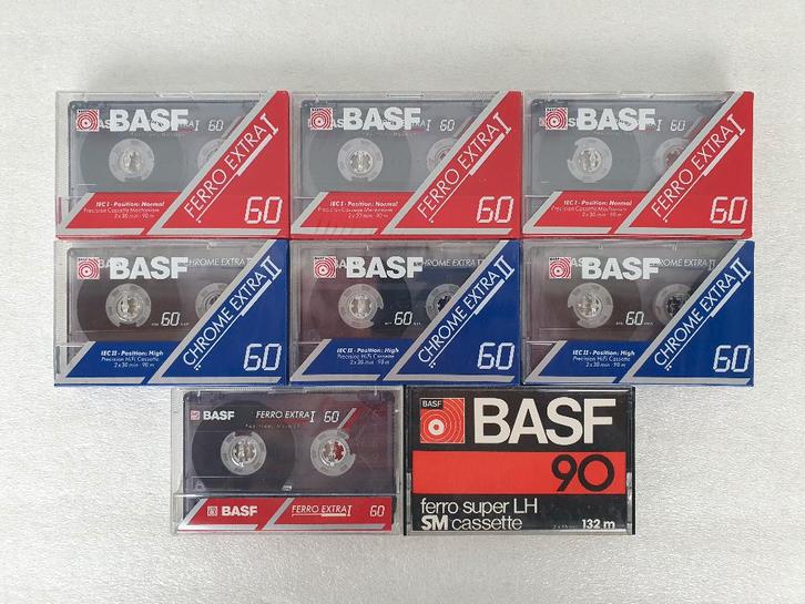 Lot van 8 BASF cassettes, Cd's en Dvd's, Cassettebandjes, Nieuw in verpakking, Ophalen of Verzenden