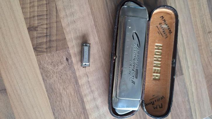 Vintage M. Hohner Chromonica II Deluxe + Hohner Miniatuur, Muziek en Instrumenten, Blaasinstrumenten | Mondharmonica's, Gebruikt