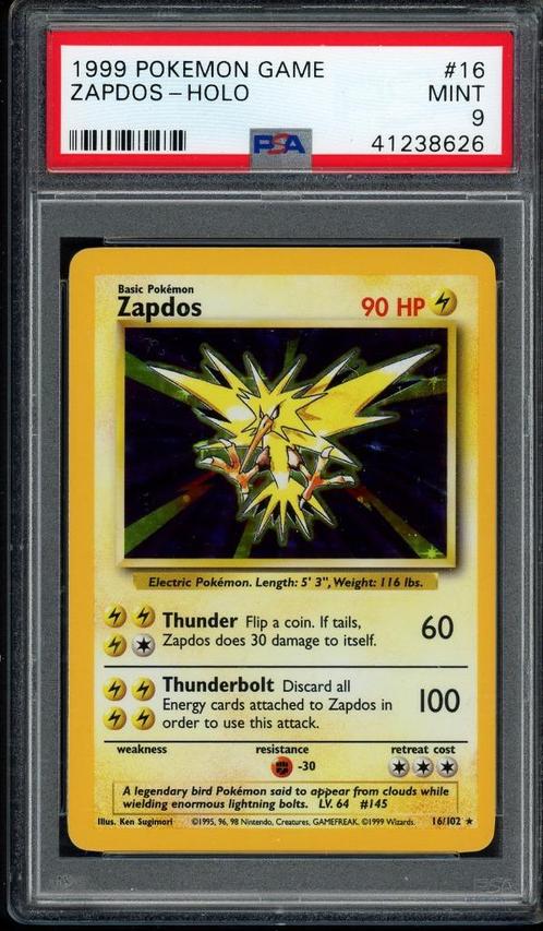 Zapdos Holo PSA 9 - 16/102 - Kit de base 1999, Hobby & Loisirs créatifs, Jeux de cartes à collectionner | Pokémon, Comme neuf