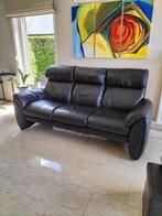 Zwart leder salon, Huis en Inrichting, Fauteuils, Ophalen, Zo goed als nieuw, Leer