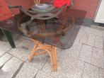 TABLE EN ROTIN INTERIEURE OU EXTERIEURE, Enlèvement, Comme neuf, Verre