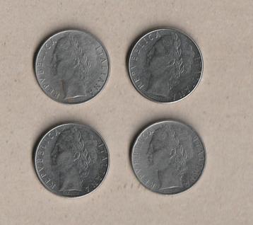 Italië : 4 (gebruikte) munten van 100 lire (1957-1978)