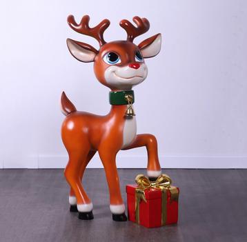 Kerstbeeld rendier het met kado beschikbaar voor biedingen
