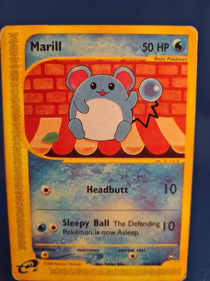 Marill 53/147 - Aquapolis, Hobby en Vrije tijd, Verzamelkaartspellen | Pokémon, Gebruikt, Verzenden