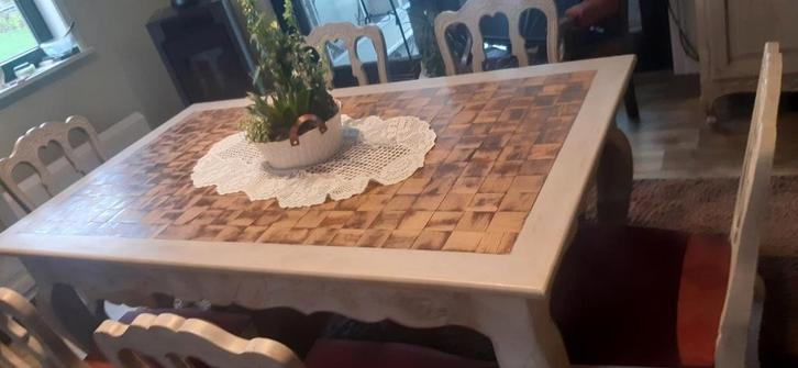 eiken tafel en 6 stoelen, Antiek en Kunst, Antiek | Meubels | Tafels, Ophalen