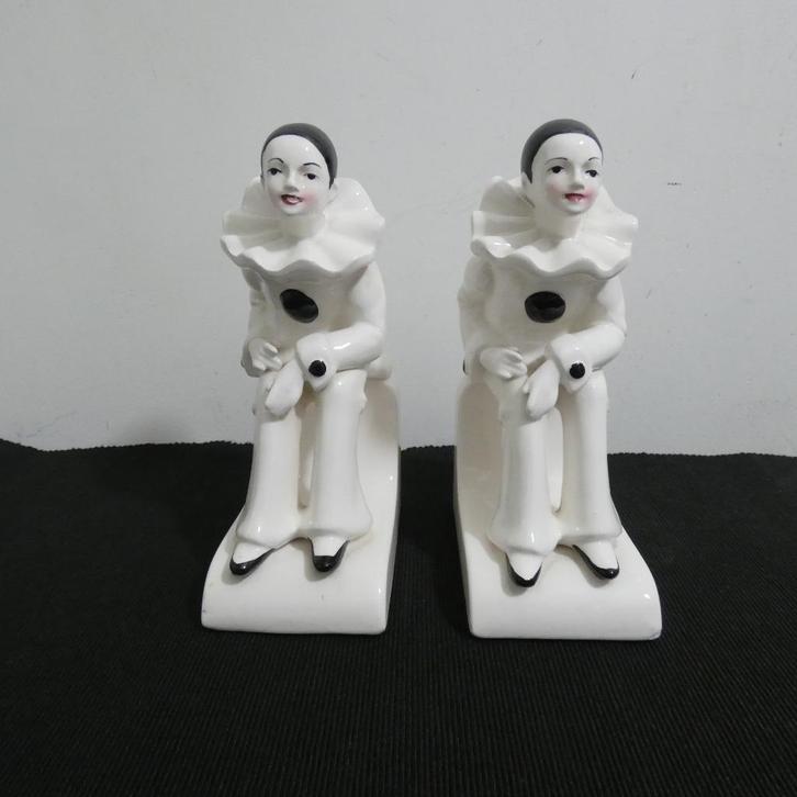 Setje boekensteunen Pierot [1125], Antiek en Kunst, Curiosa en Brocante, Ophalen of Verzenden