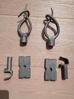 Grijze metalen gordijnroede en sluiting, Ophalen, Minder dan 50 cm, Zo goed als nieuw, Grijs