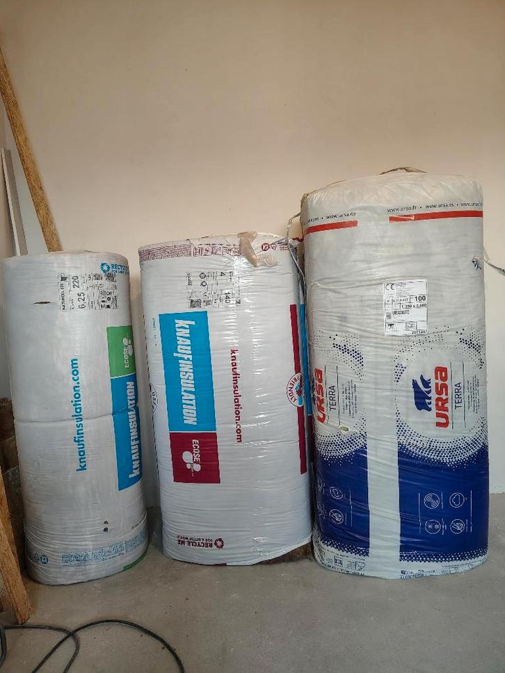 isolatie glaswol en minerale wol, Bricolage & Construction, Isolation & Étanchéité, Neuf, Isolation de sol, Isolation de toiture