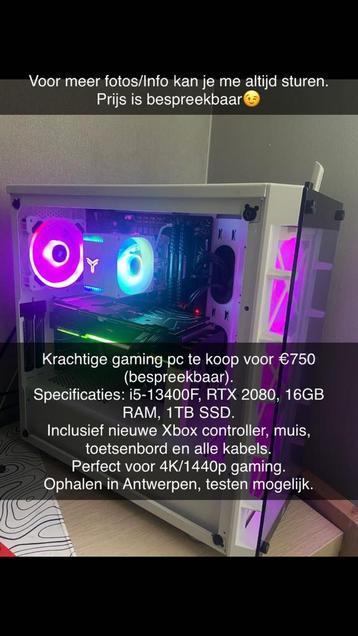 PC de jeu très puissant i5 13400F + RTX 2080, Informatique & Logiciels, Enlèvement ou Envoi, Virtual Reality, Comme neuf, 4 Ghz ou plus