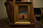 Sunset painting in a small boat, by joky kamo Original and u, Antiquités & Art, Art | Peinture | Moderne, Enlèvement