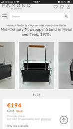 Présentoir à journaux en métal et teck, années 1970, Ophalen, Zo goed als nieuw