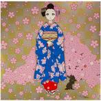 Maiko in Kyoto, Cherry Blossoms on Blue - Takashi Murakami, Ophalen