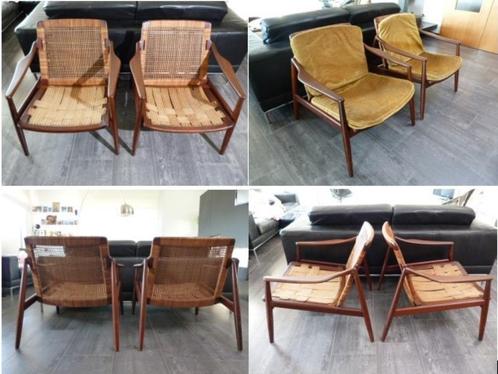 Hartmut Lohmeyer lounge chair type 400 for Wilkhahn (2x), Huis en Inrichting, Fauteuils, Gebruikt, Hout, Ophalen