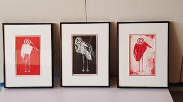 OEUVRE GRAPHIQUE 3 OISEAUX EN NOIR ET ROUGE, Enlèvement