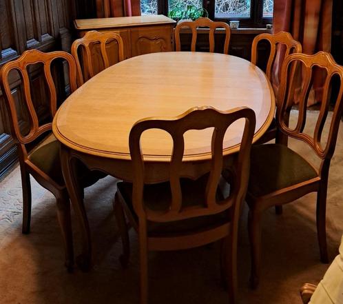 Eikenhouten eetkamer in Louis XV-stijl, Huis en Inrichting, Complete eetkamers, Gebruikt, 6 tot 8 stoelen, Ophalen