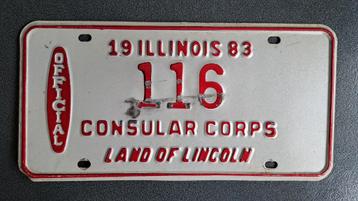 Plaque d'immatriculation américaine USA Consular Corps