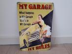 Metalen wandplaat / wandbord My Garage My Rules, Verzamelen, Ophalen of Verzenden, Nieuw, Reclamebord