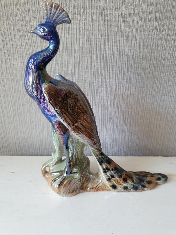 Grote H.Bequet pauw - Luster keramiek - België ca 1950-1960, Antiek en Kunst, Curiosa en Brocante, Ophalen of Verzenden