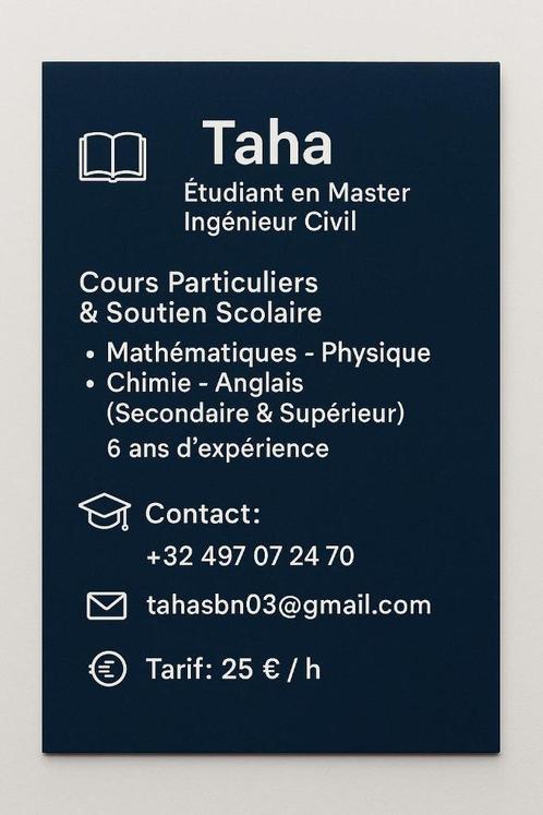 Cours particulier & Soutien scolaire (Math, Physique,Chimie), Diversen, Overige Diversen, Nieuw, Ophalen of Verzenden