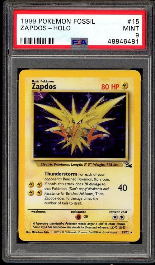 Zapdos Holo PSA 9 - 15/62 - Fossil 1999, Hobby & Loisirs créatifs, Jeux de cartes à collectionner | Pokémon, Comme neuf, Cartes en vrac