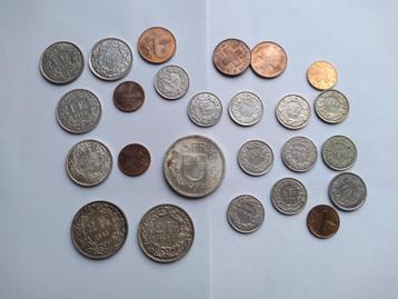 Lot 25 munten Zwitserland veel zilver beschikbaar voor biedingen