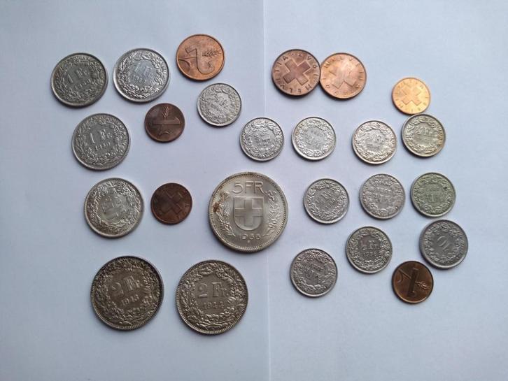 Lot 25 munten Zwitserland veel zilver, Postzegels en Munten, Munten | Europa | Niet-Euromunten, Losse munt, Overige landen, Zilver