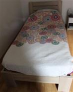 bed voor 1 persoon, Ophalen, 90 cm, Eenpersoons, Bruin