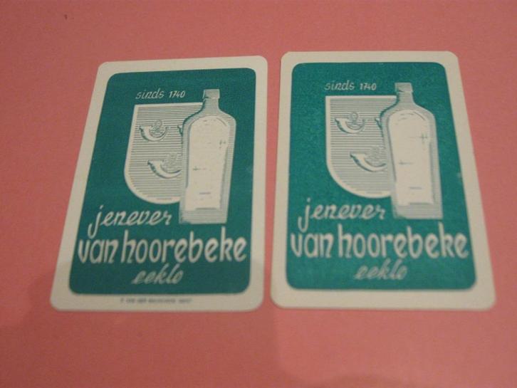 2 oude speelkaarten Jenever Van Hoorebeke , Eeklo (197), Verzamelen, Speelkaarten, Jokers en Kwartetten, Zo goed als nieuw, Speelkaart(en)