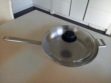 Inox braadpan met glazen stolp, Inox, Enlèvement, Utilisé, Poêle à frire ou Sauteuse