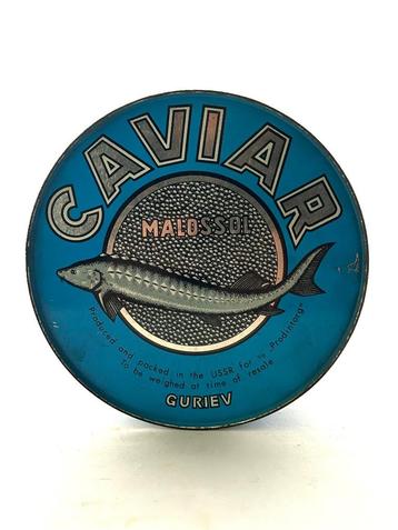 groot oud blik kaviaar caviar malossol Guriev (voor 1kg) beschikbaar voor biedingen