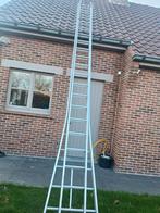 Aluminium ladder 2x 20 treden met loopwielen, Doe-het-zelf en Bouw, Ophalen of Verzenden, Zo goed als nieuw, Ladder
