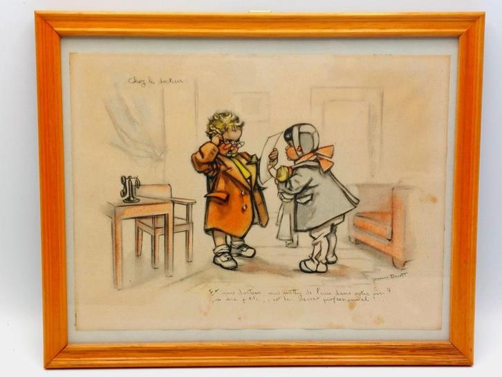Ingekaderde gravure Germaine Bouret #3, Antiek en Kunst, Kunst | Etsen en Gravures, Ophalen