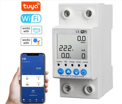 Wifi KWH meter via Tuya NIEUW instelbaar als lekbescherming, Doe-het-zelf en Bouw, Elektriciteit en Kabels, Nieuw, Overige typen