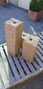 Set van 3 granieten waterornamenten - verschillende hoogtes, Tuin en Terras, Ophalen, Gebruikt, Graniet, Waterornament