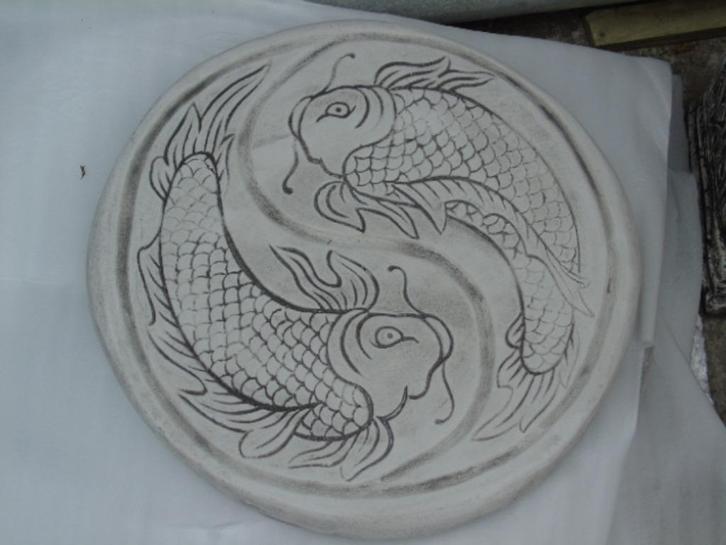 Japanse stenen trede, model met dubbele vis, nieuw!, Tuin en Terras, Vijver-toebehoren, Nieuw, Overige typen, Ophalen