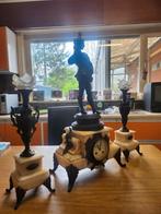 Zeer mooi schouwgarnituur in brons en marmer., Antiek en Kunst, Ophalen
