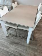 Eettafel 4 stoelen en bijpassende salontafel, Enlèvement, Comme neuf, Modern, 4 à 6 chaises