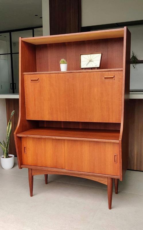 Prachtige Scandinavisch Design barkast / highboard, Maison & Meubles, Armoires | Buffets, Comme neuf, Teck, Enlèvement ou Envoi