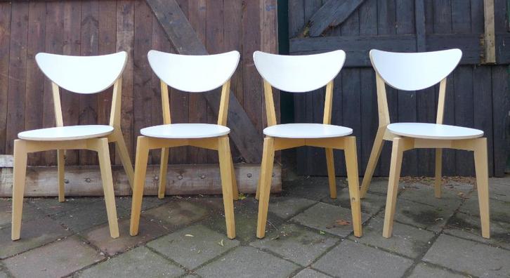 Mooi set van 4 witte stoelen, Huis en Inrichting, Stoelen, Zo goed als nieuw, Vijf, Zes of meer stoelen, Hout, Wit, Ophalen